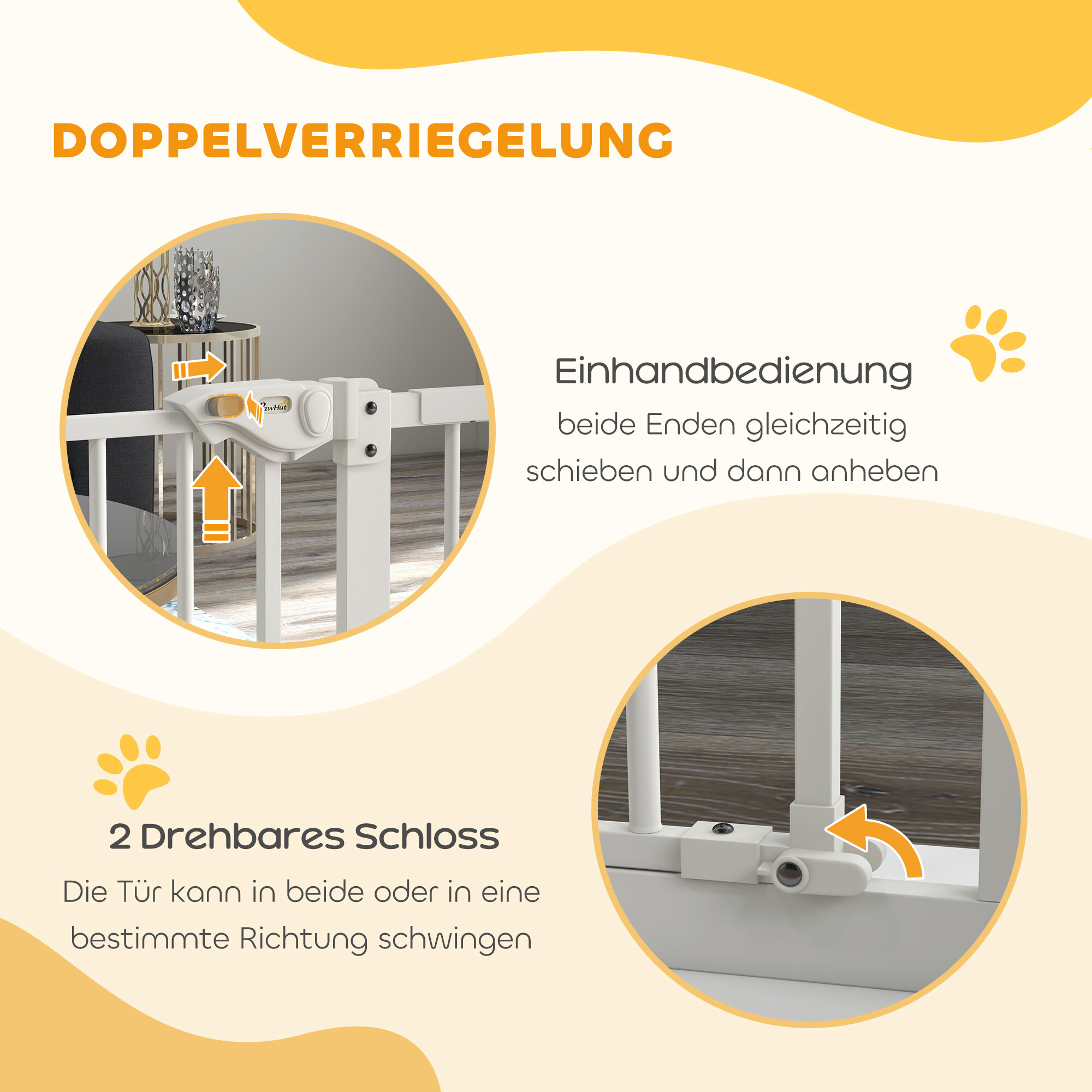 PawHut Türschutzgitter weiß B/H/L: ca. 2x77x94 cm