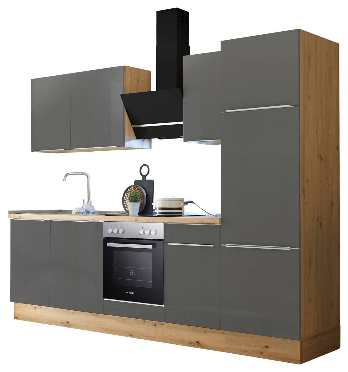 Respekta Küchenblock Marleen grau matt B/H/T: ca. 280x211x60 cm