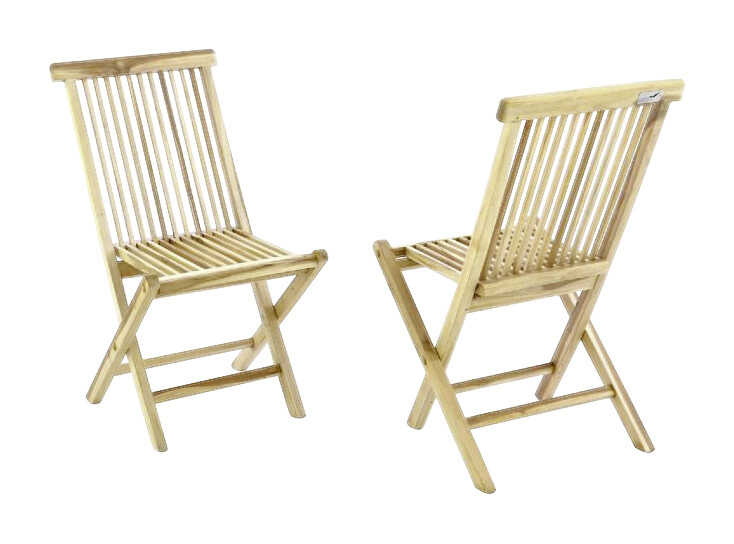 VCM Gartenstuhl 2er Set braun Teakholz B/H/T: ca. 46x89x62 cm