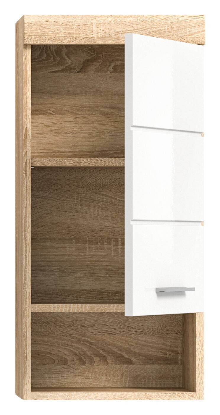 Badhängeschrank LAMBADA Eiche Sonoma hell Nachbildung weiß Hochglanz B/H/T: ca. 37x79x24 cm