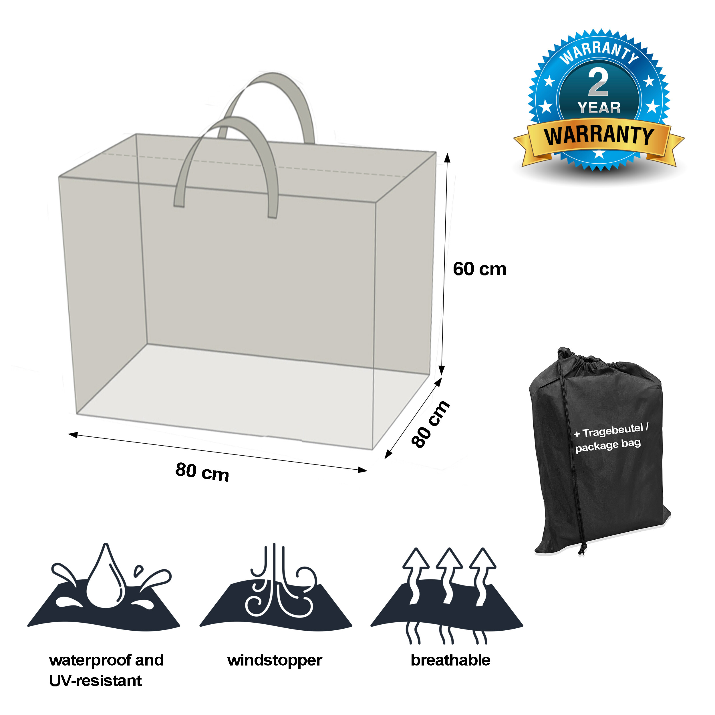 Grasekamp Loungeauflagentasche Black Premium schwarz Textil B/H/L: ca. 80x60x80 cm