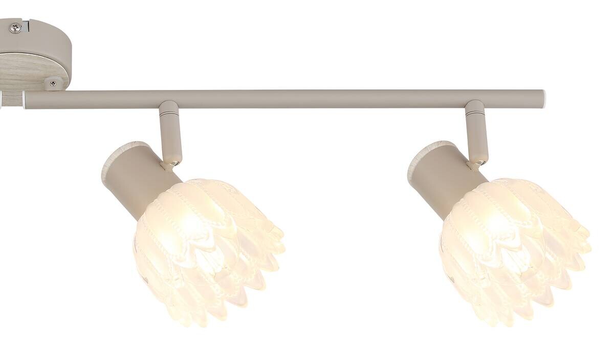 GLOBO Strahler sand Glas Metall B/H/L: ca. 11x37x17,5 cm E14 4 Brennstellen