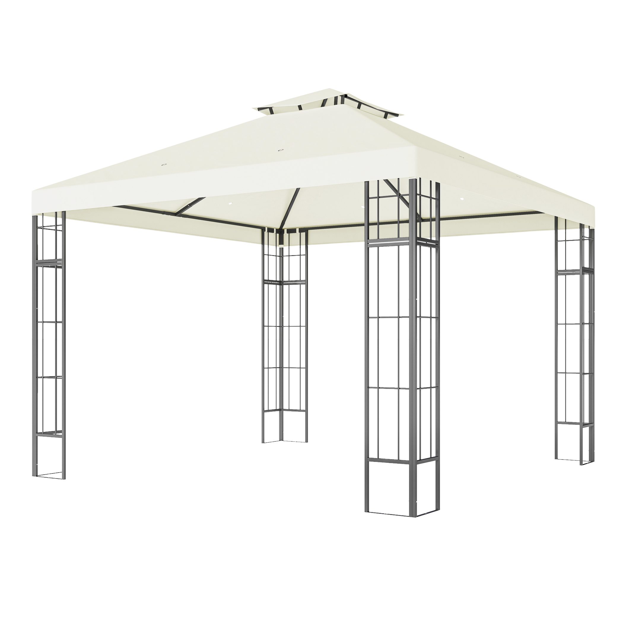 Outsunny Pavillon cremeweiß Metall B/H/L: ca. 298x279x298 cm