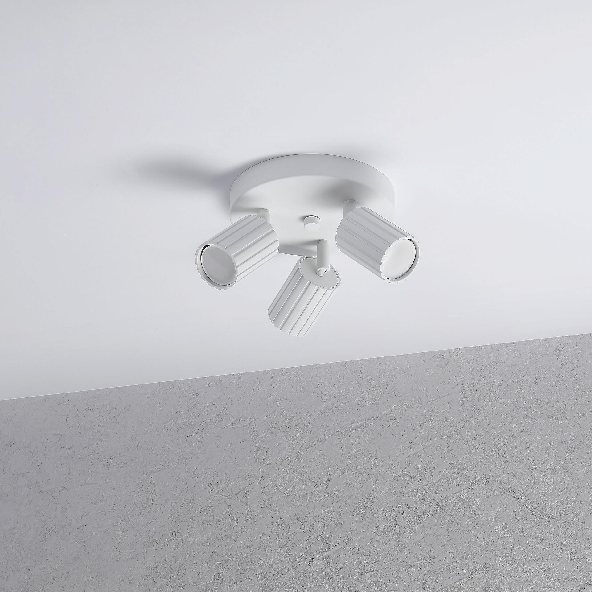 Lamkur Strahler Prisma weiß Stahl B/H/L: ca. 18x19,5x18 cm 3 Brennstellen