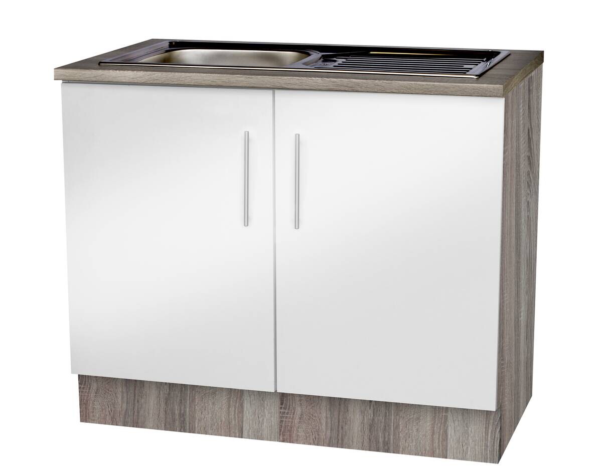 Spülenschrank weiß Hochglanz B/H/T: ca. 100x82x57 cm