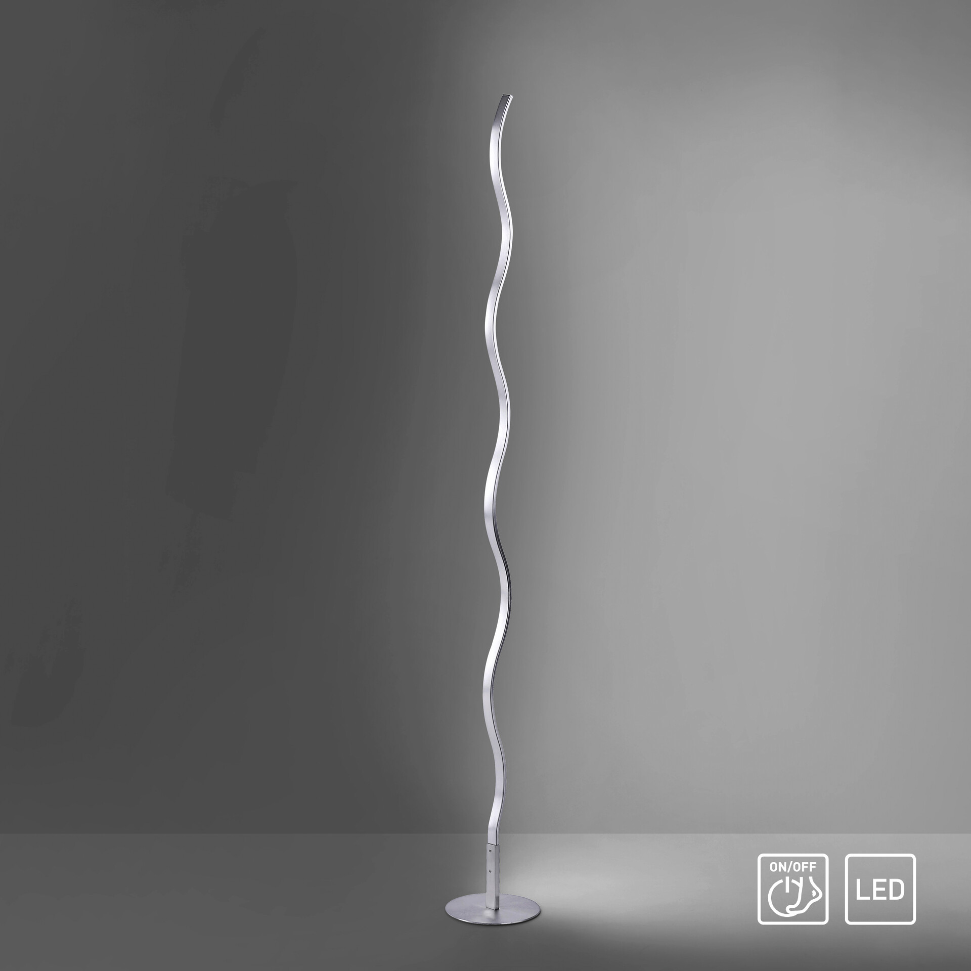 Just Light LED-Stehleuchte WAVE 15168-55 weiß stahlfarbig Metall Kunststoff B/H/T: ca. 14x120x14 cm 1 Brennstellen