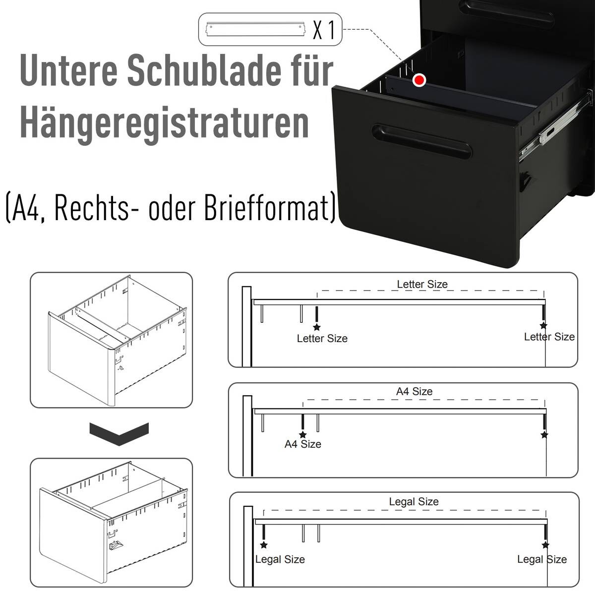 Aktenschrank 924-007BK schwarz B/H/T: ca. 39x59x48 cm