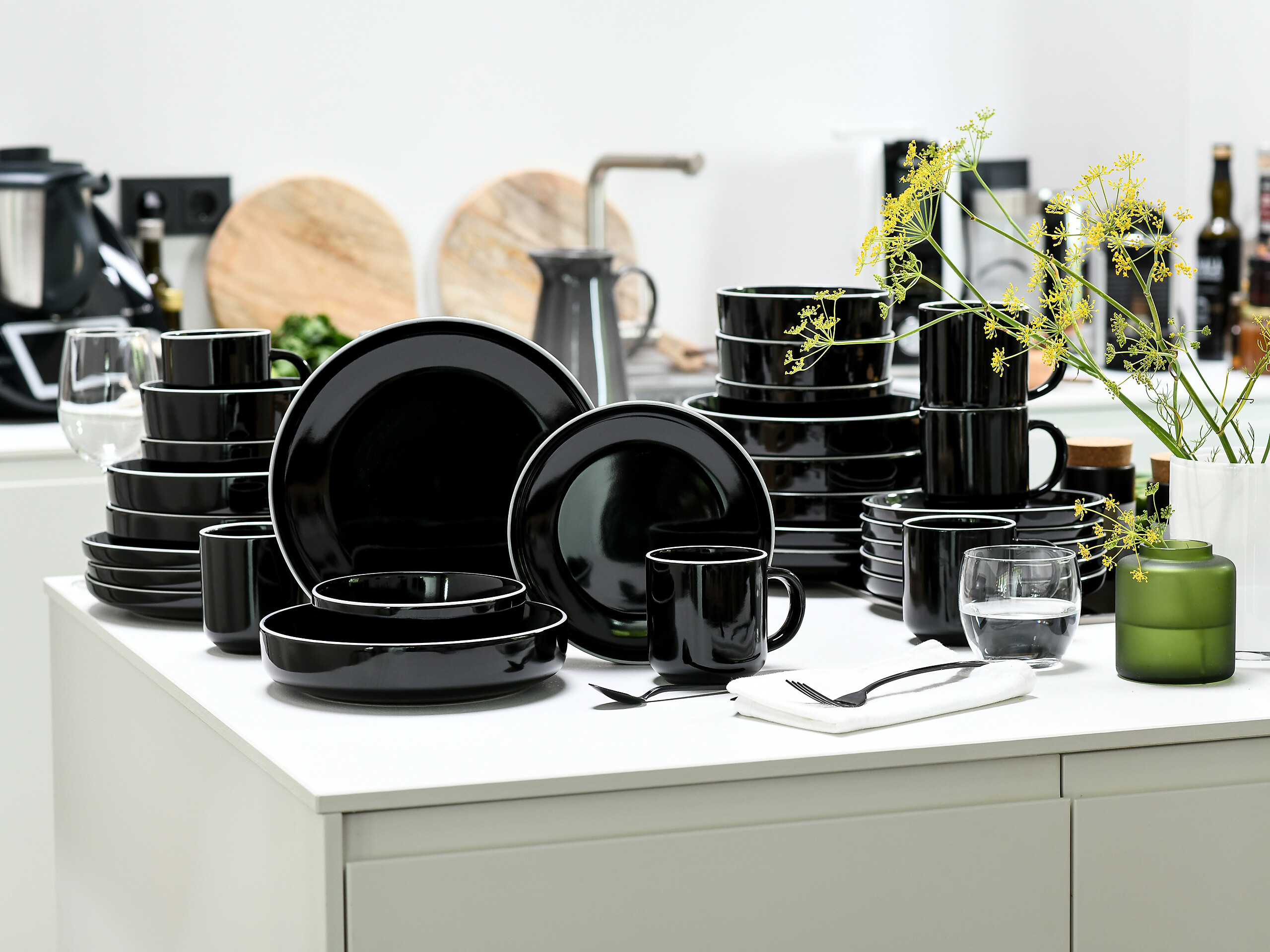 CreaTable Kombiservice Nordic Gourmet schwarz Steinzeug 30 tlg.
