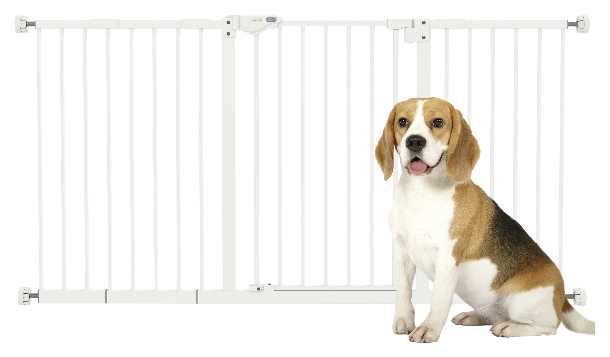 PawHut Haustier-Sicherheitstor weiß Kunststoff B/H/L: ca. 2x76,2x136,3 cm