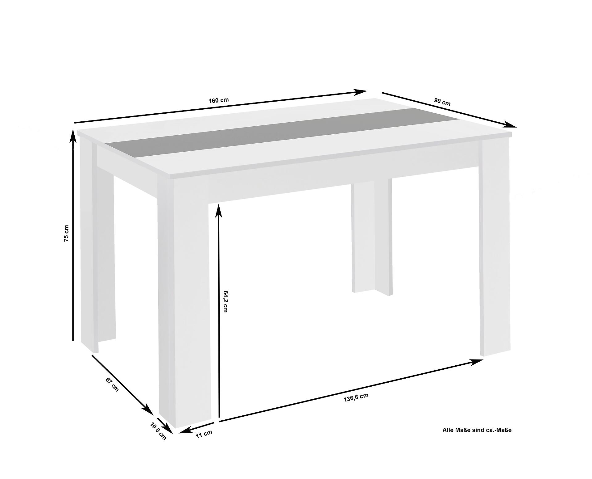 Tisch NORI Eiche Nachbildung B/H/T: ca. 160x75x90 cm