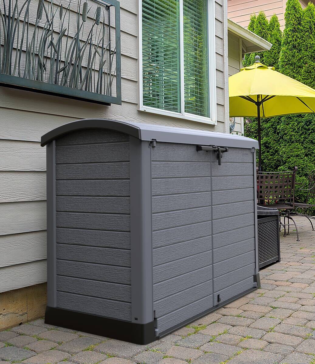 VCM Mülltonnenbox 2er StoreAway grau Kunststoff B/H/L: ca. 145x125x83 cm