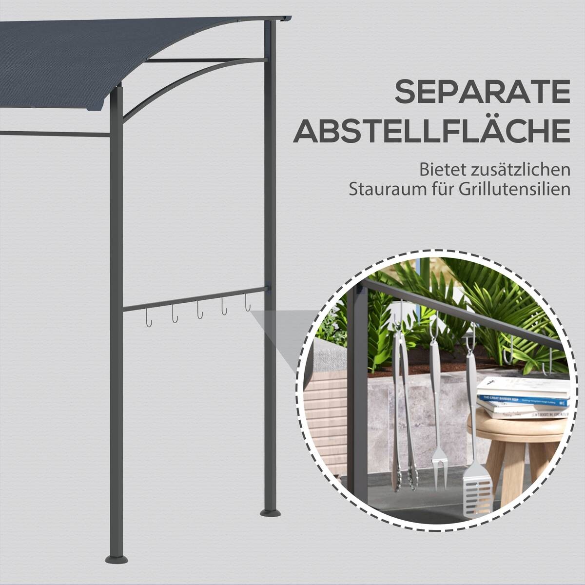 Outsunny Grillpavillon grau Polyester B/H/L: ca. 150x220x215 cm