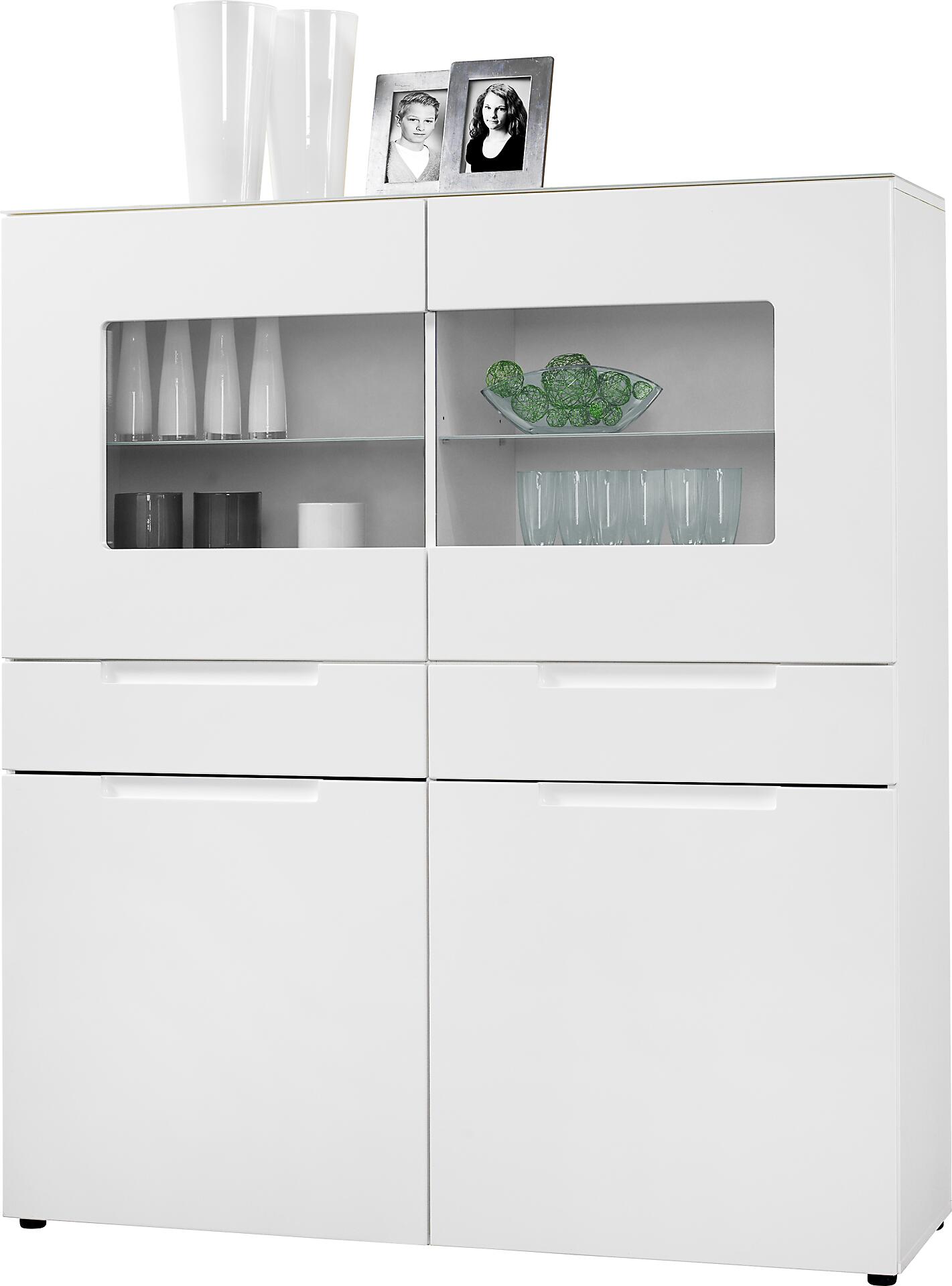 Highboard Mailand weiß Hochglanz B/H/T: ca. 128x147x40 cm