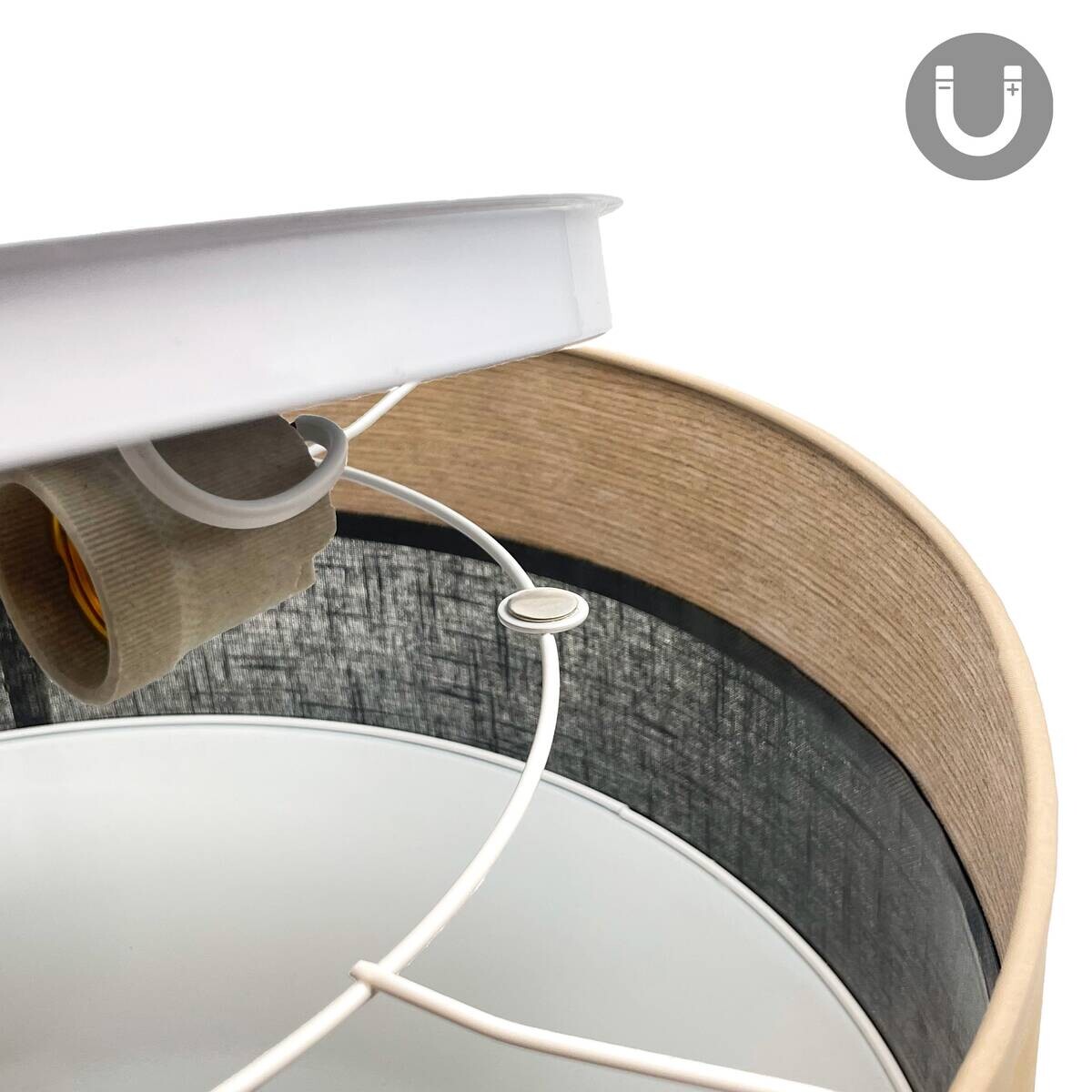 Lamkur Deckenleuchte Eiche schwarz Holz PVC B/H/L: ca. 45x15x45 cm E27 2 Brennstellen