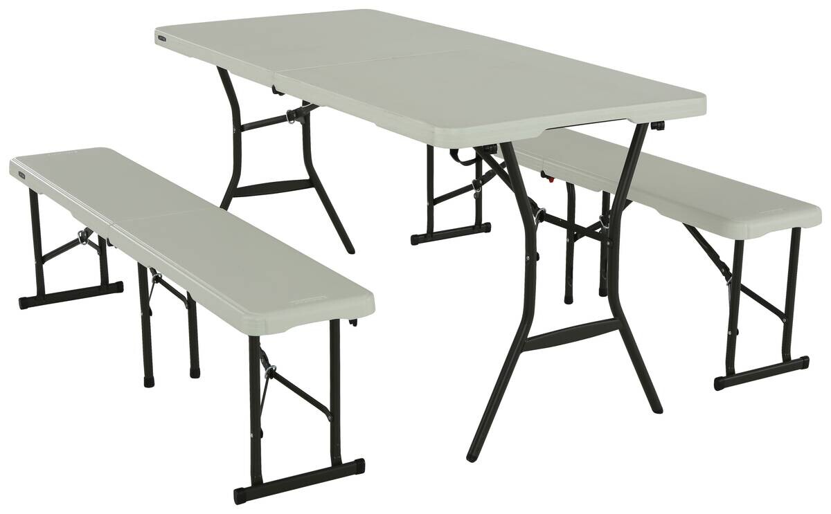 Lifetime Bierzeltgarnitur weiß Kunststoff B/H/L: ca. 182x74x76 cm