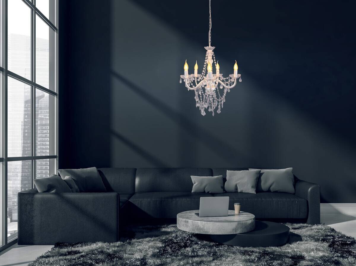 Näve Leuchten Pendelleuchte 8009323 weiß Metall Kunststoff B/H/T: ca. 52x85x52 cm E14 5 Brennstellen