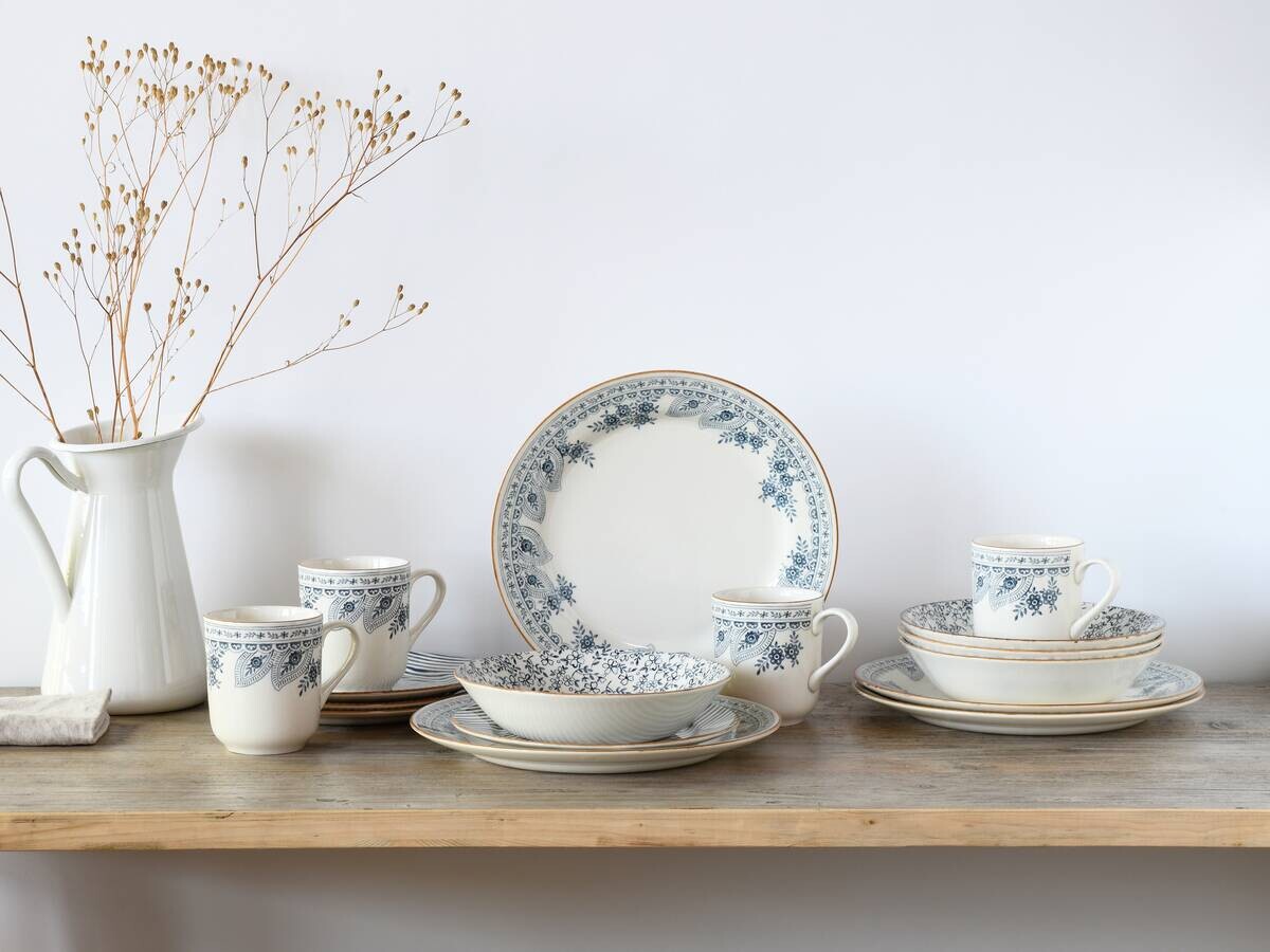 CreaTable Tafelservice Euböa blau Steingut 16 tlg.