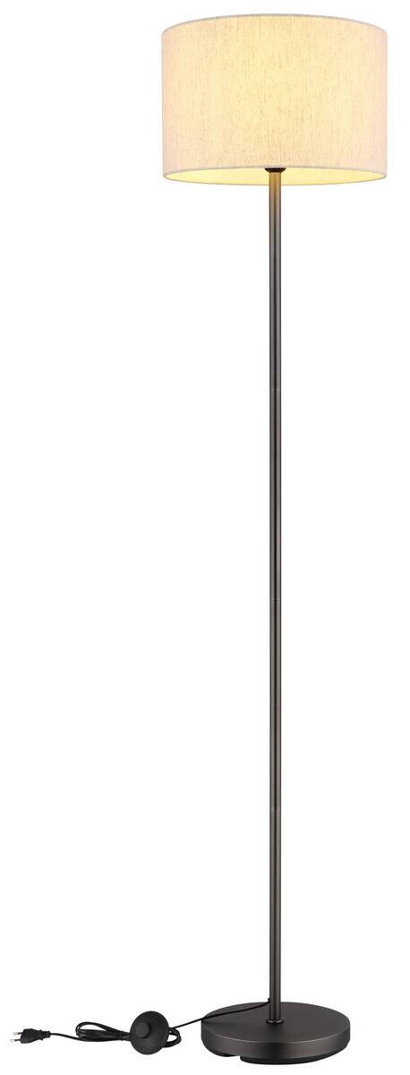 GLOBO Stehleuchte creme schwarz Metall Leinen H/D: ca. 160x35 cm E27 1 Brennstellen