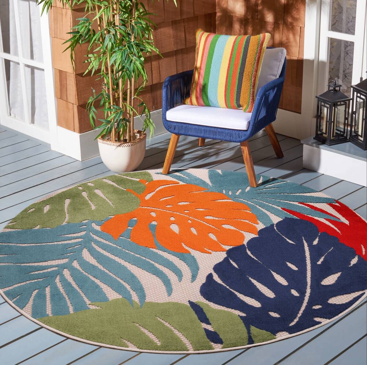 Sanat Outdoorteppich FLORAL bunt B/L: ca. 200x200 cm