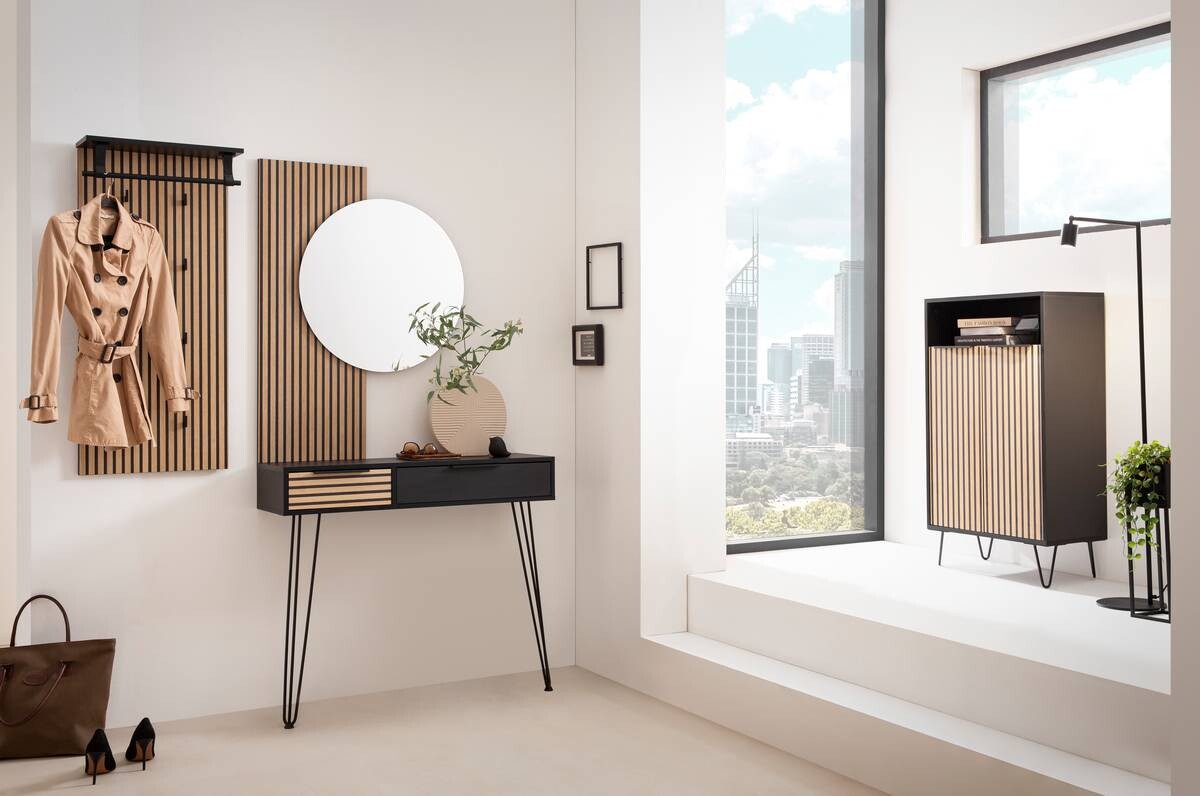 Schuhschrank Hank schwarz matt B/H/T: ca. 60,2x107,9x33,05 cm