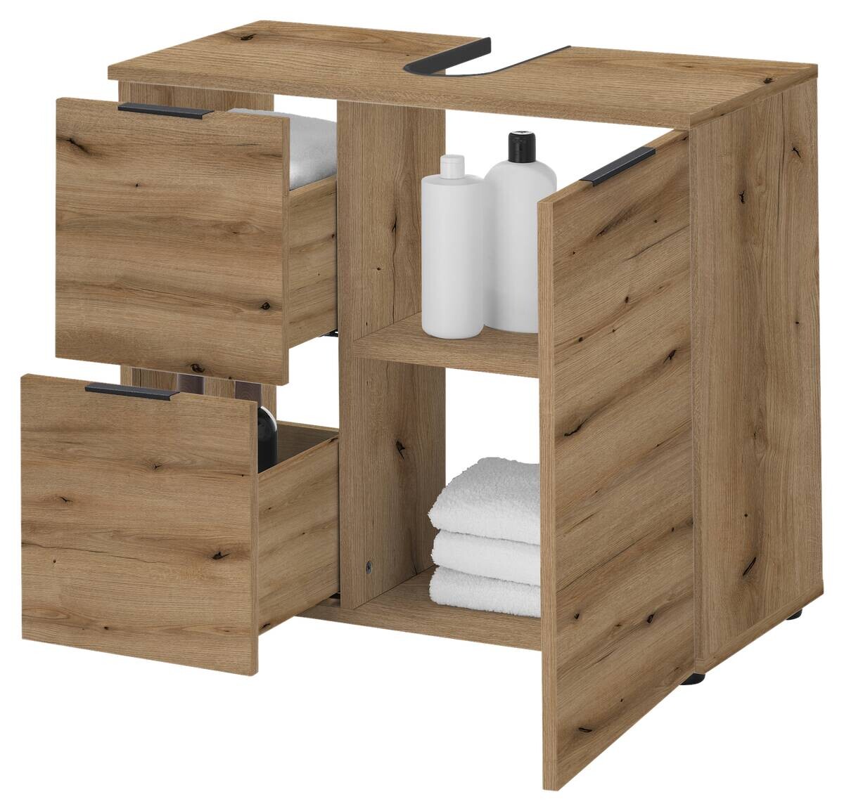 Waschbeckenunterschrank Porto Eiche Evoke Coast Nachbildung B/H/T: ca. 70x60x35 cm