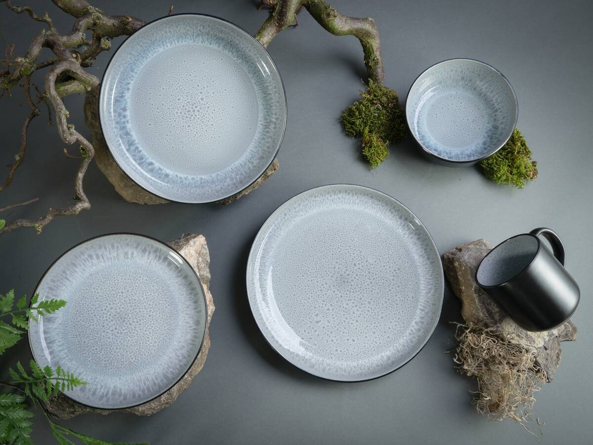 CreaTable Kombiservice Nordic Fjord grau Steinzeug 10 tlg.