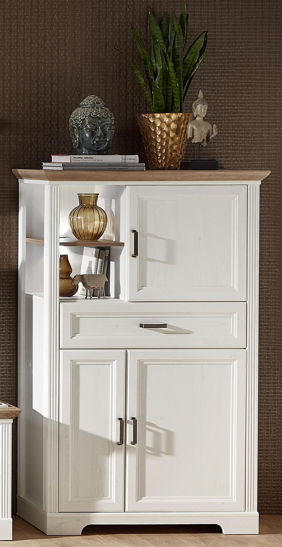 Standvitrine Jasmin Eiche Artisan Nachbildung Pinie Nachbildung B/H/T: ca. 93x150x42 cm