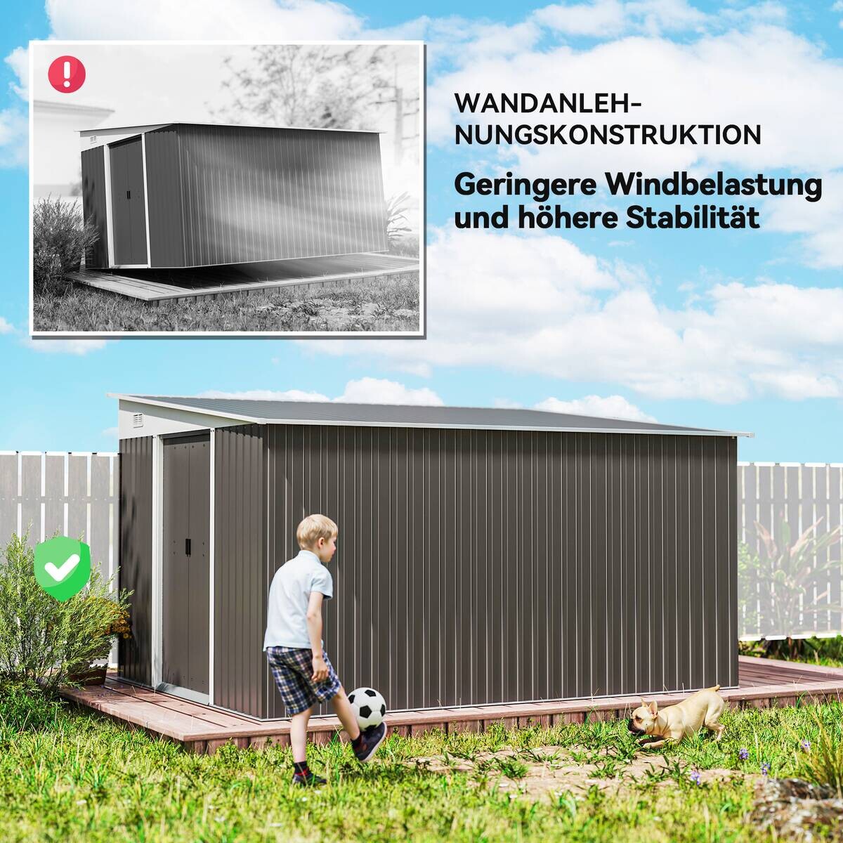 Outsunny Gartenschuppen grau Stahl B/H/L: ca. 345x201x280 cm