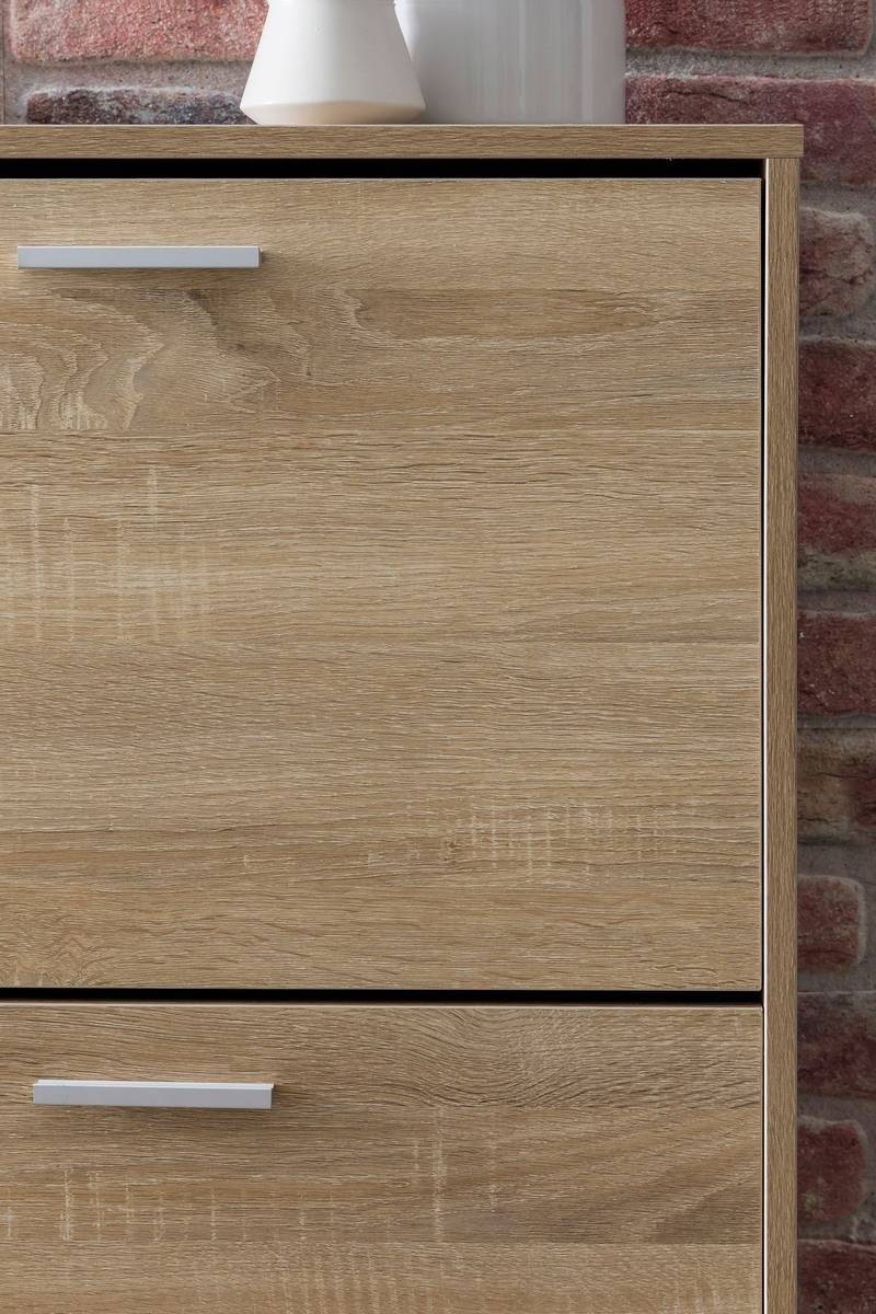 Schuhschrank Eiche Sonoma Nachbildung silber B/H/T: ca. 120x81x24 cm