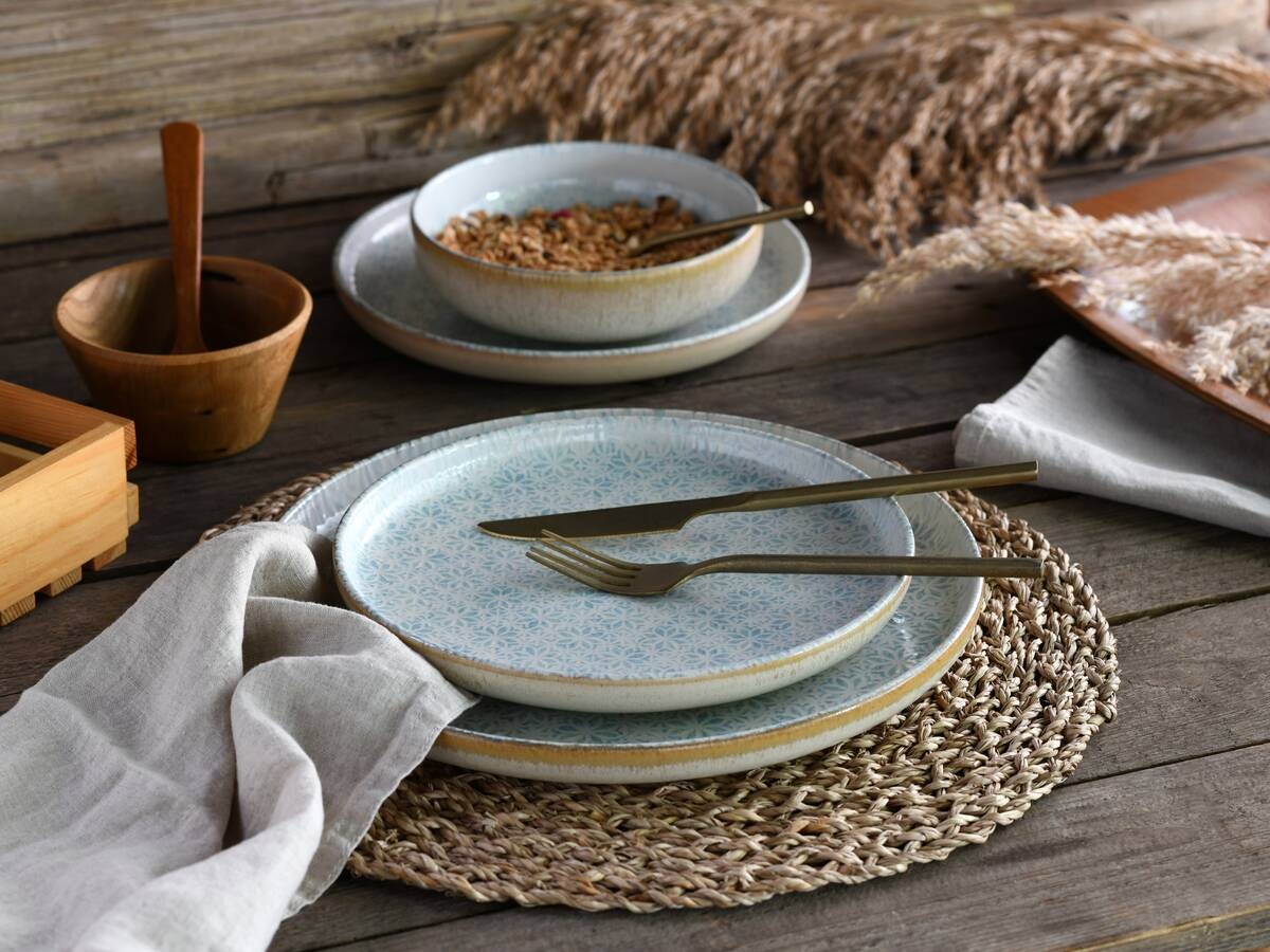 CreaTable Tafelservice Uno Emiliana blau Steinzeug 12 tlg.