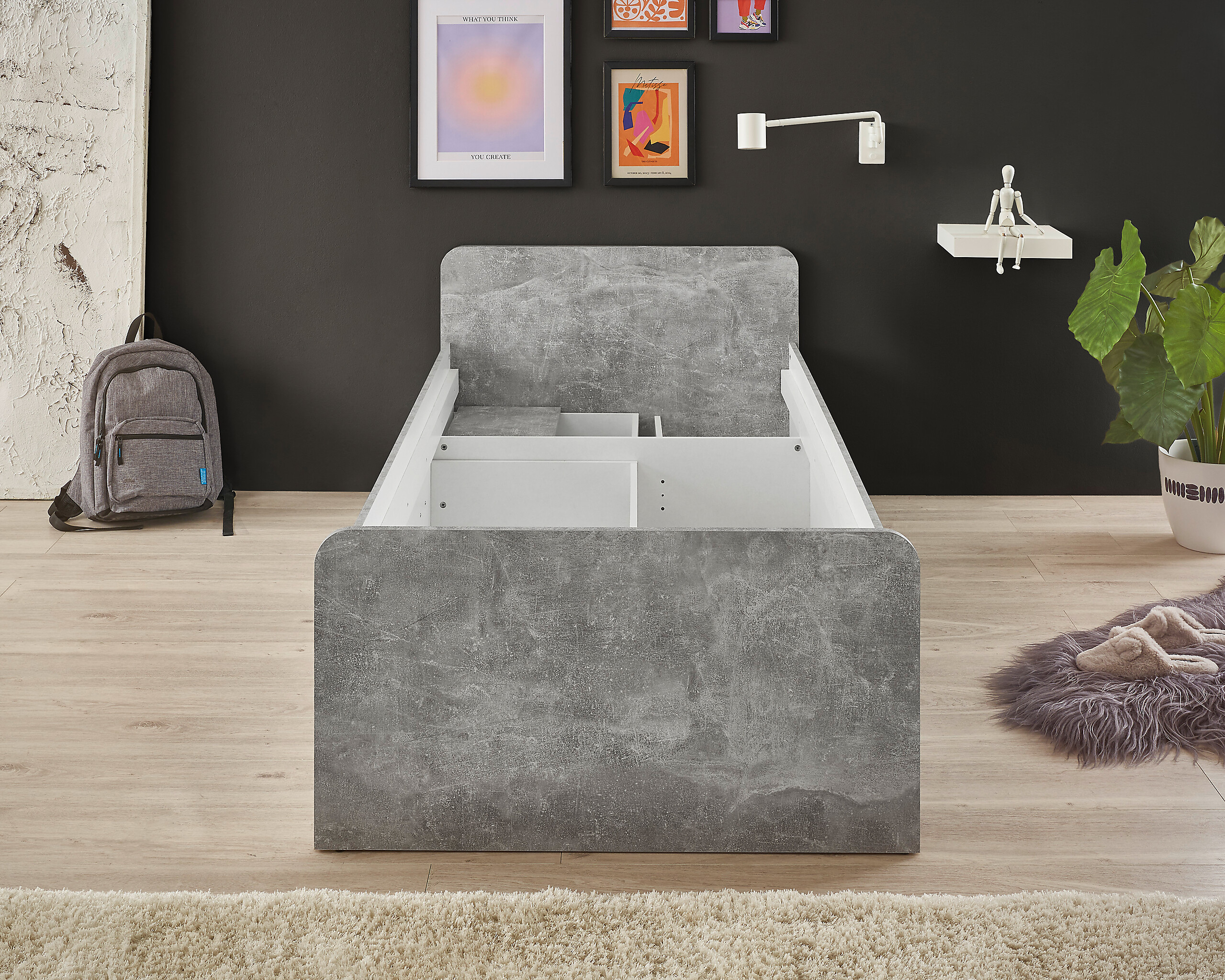 Jugendbett Matino Beton Liegefläche B/L: ca. 90x200 cm