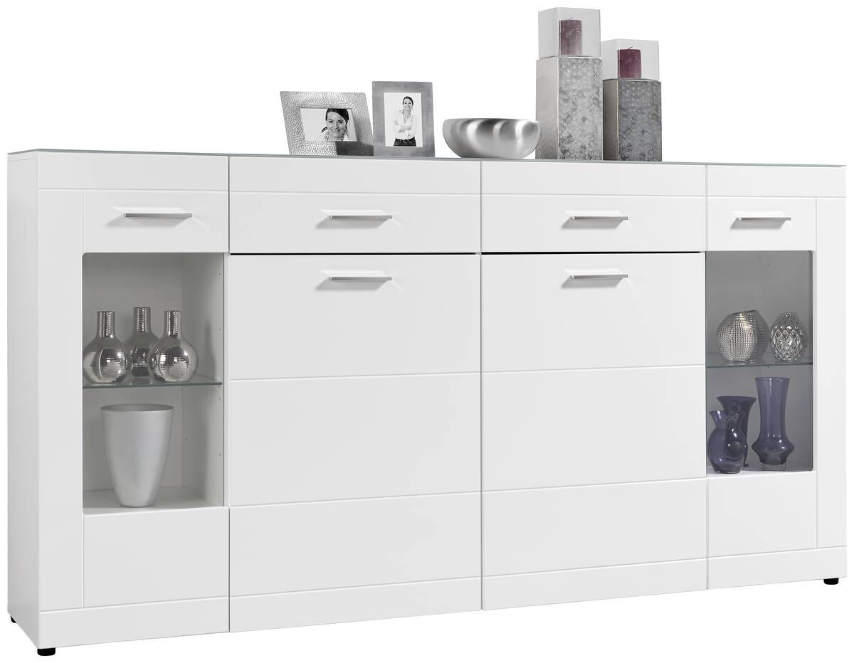 Highboard Atlanta weiß Hochglanz perlweiß Optik B/H/T: ca. 210x111x40 cm