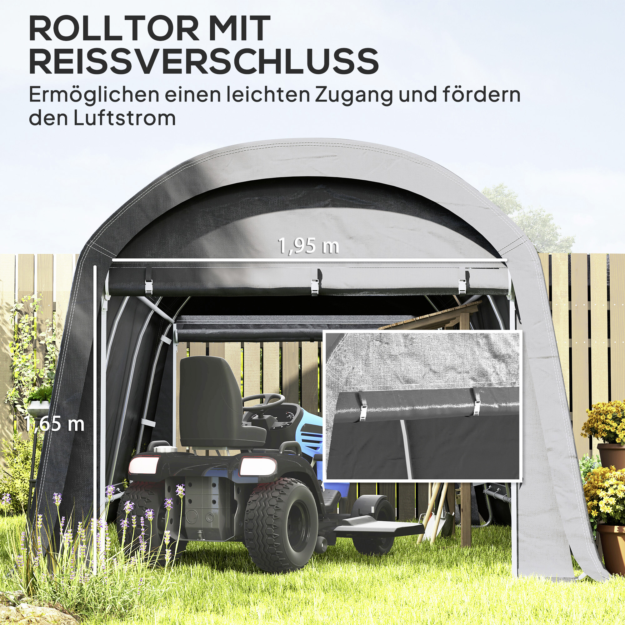 Outsunny Gerätezelt dunkelgrau Kunststoff B/H/L: ca. 300x230x450 cm