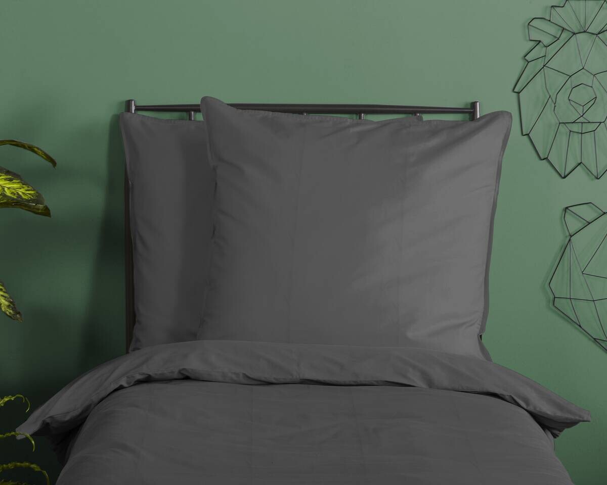 Baumwoll Bettwäsche Satin anthrazit Baumwolle B/L: ca. 135x200 cm