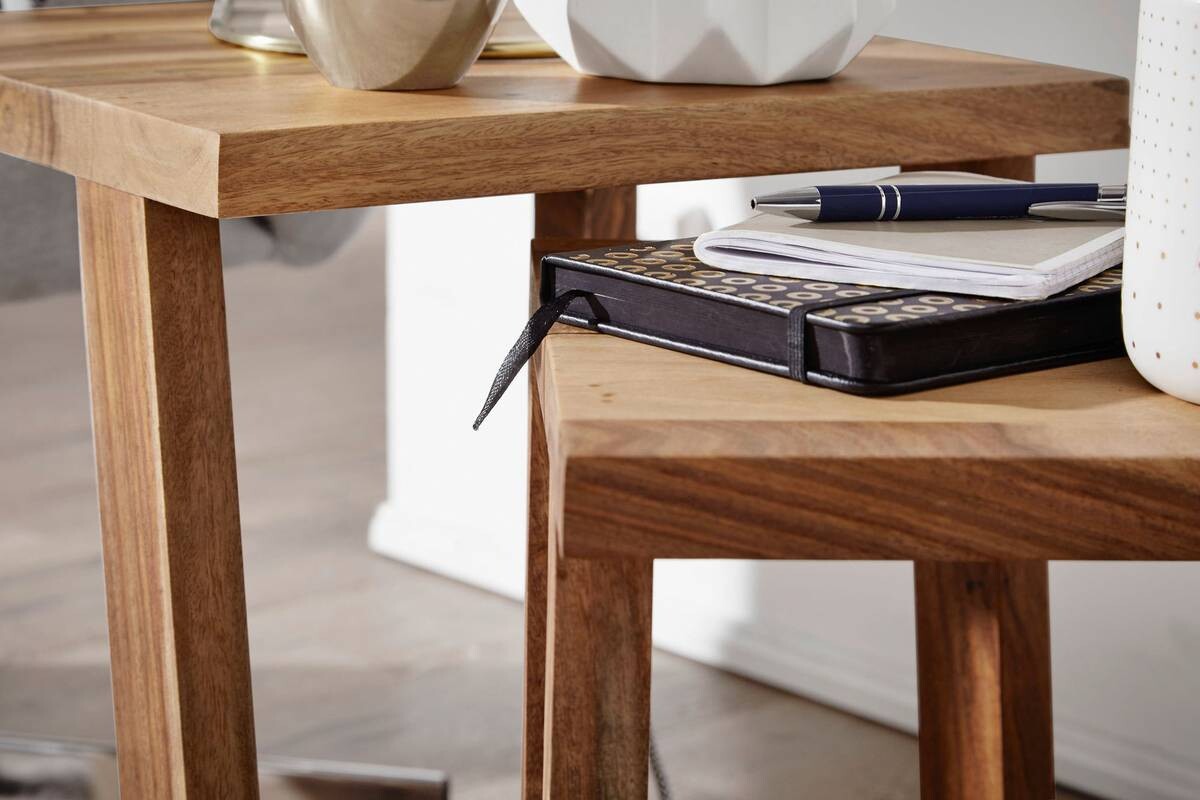 Beistelltisch 2er-Set natur Echtholz