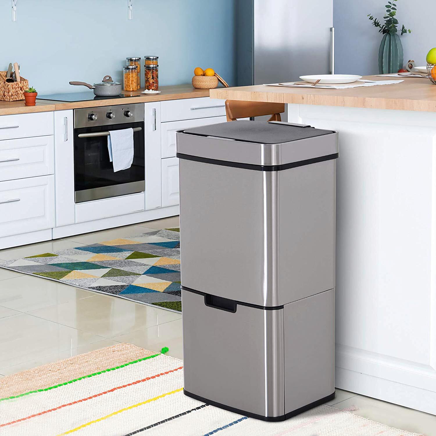 HOMCOM Abfalleimer silber B/H/L: ca. 30x81x42 cm