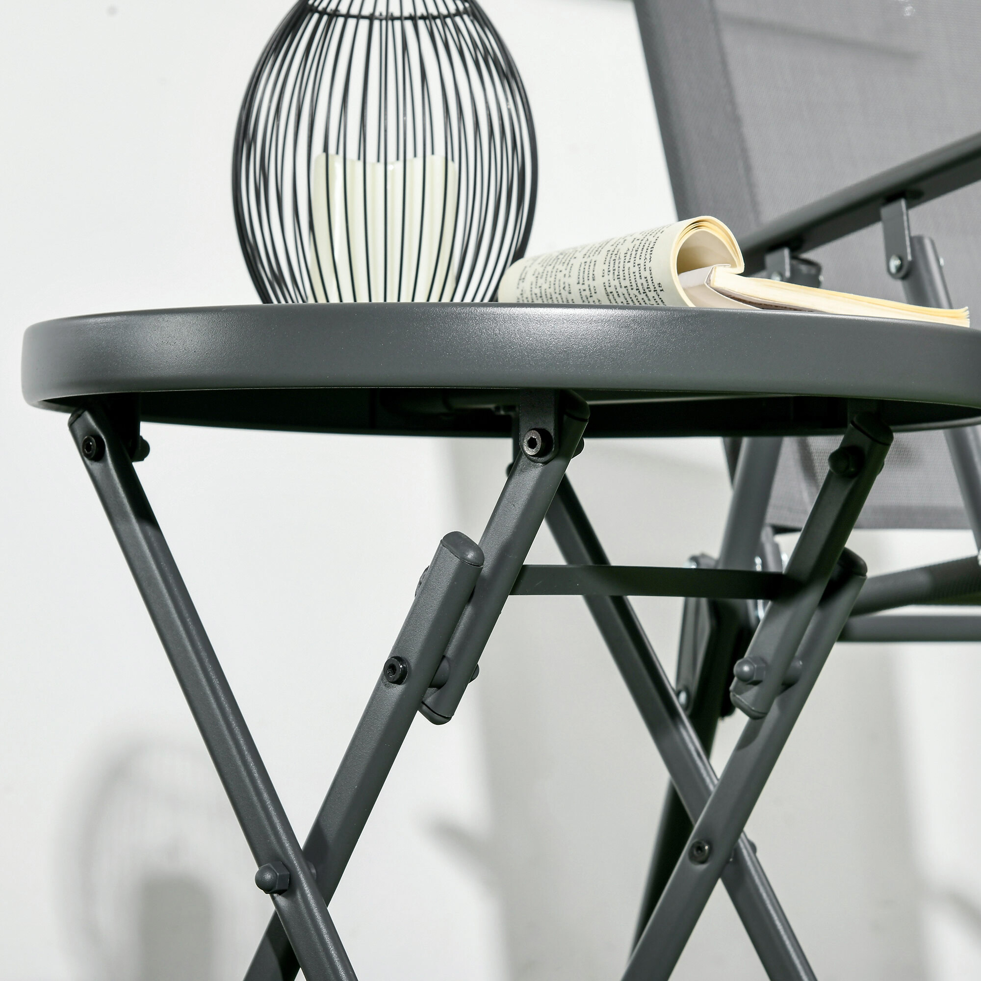 Outsunny Garten-Beistelltisch schwarz Metall B/H/L: ca. 45x50x45 cm