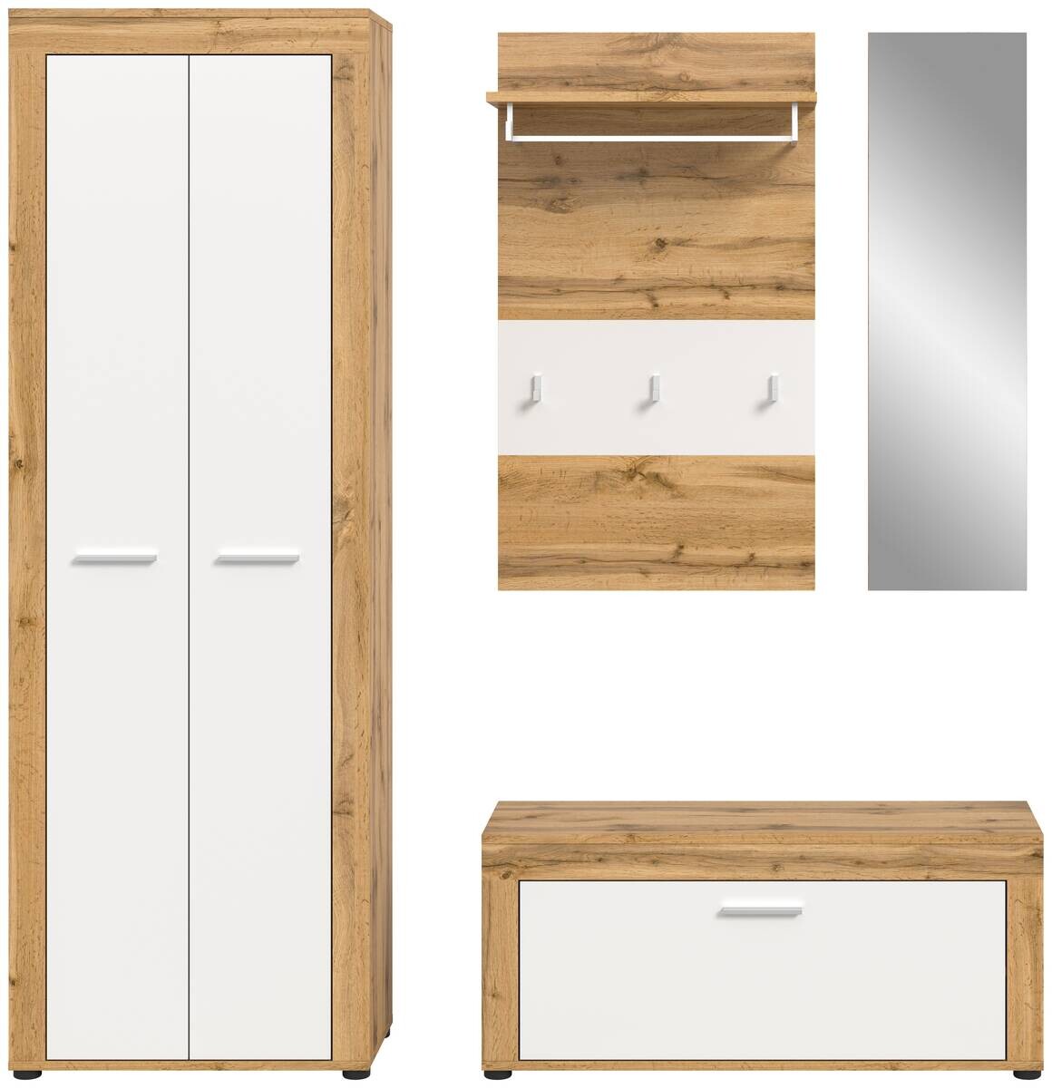 Garderobe JAM Eiche Wotan Nachbildung weiß B/H/T: ca. 184x191x35 cm