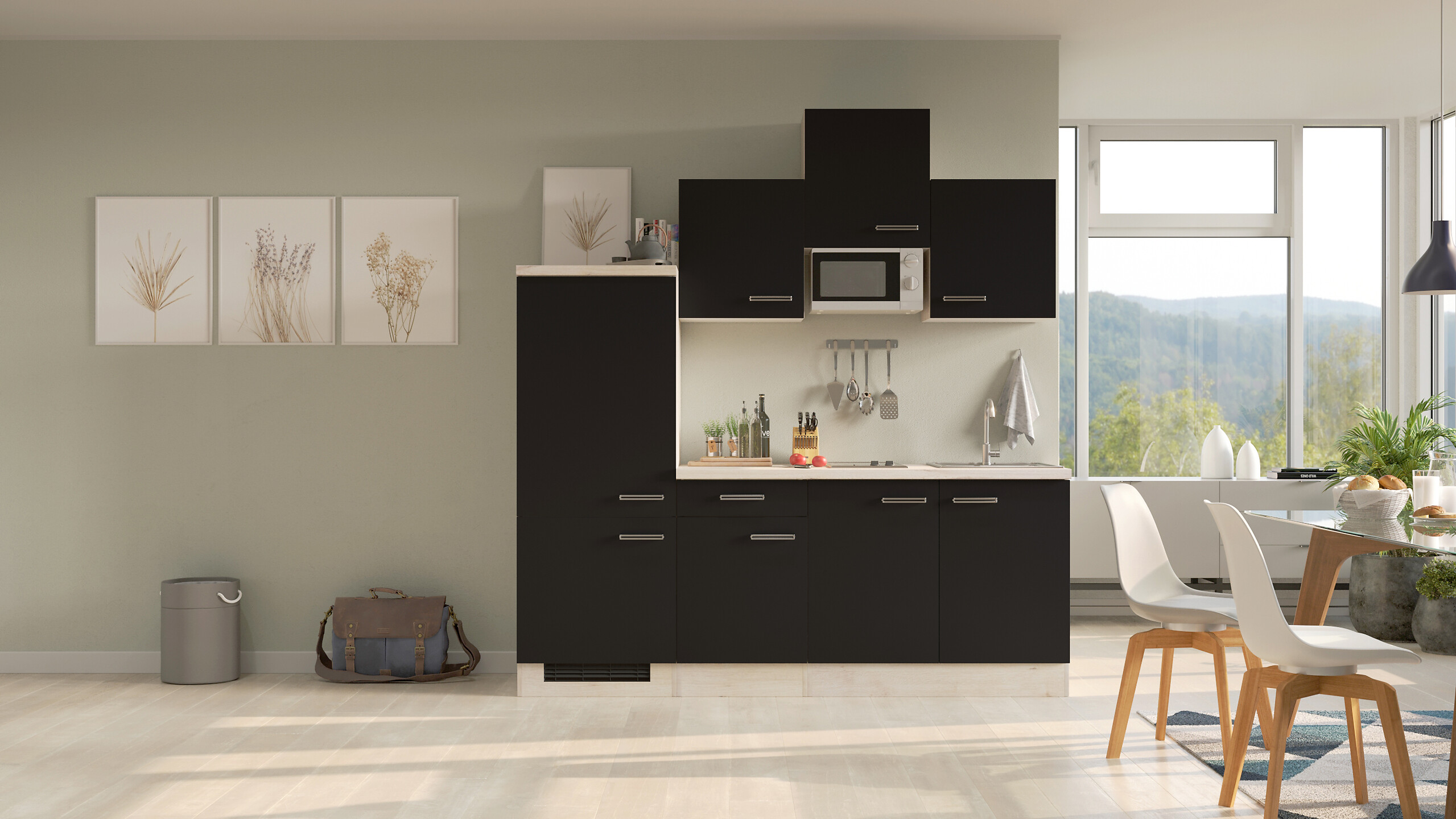 Küchenblock Elva anthrazit strukturiert B/H/T: ca. 210x226x60 cm