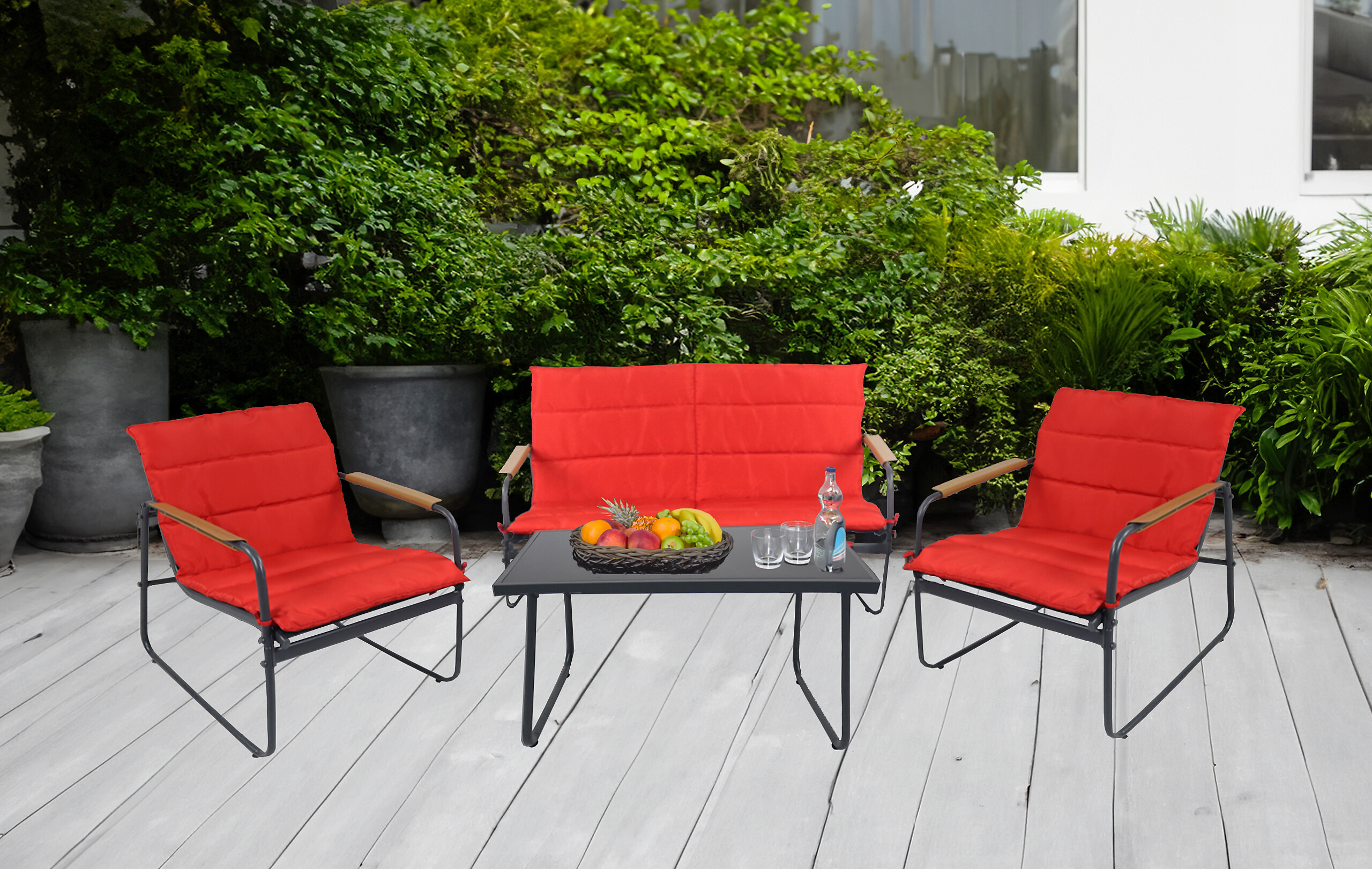 VCM Gartensitzgruppe rot Textilene B/H/L: ca. 110x76x74 cm