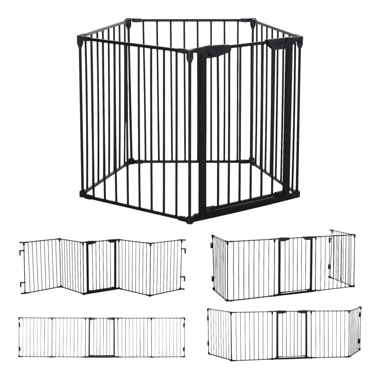 PawHut Absperrgitter schwarz Kunststoff B/H/L: ca. 3x74,5x300 cm