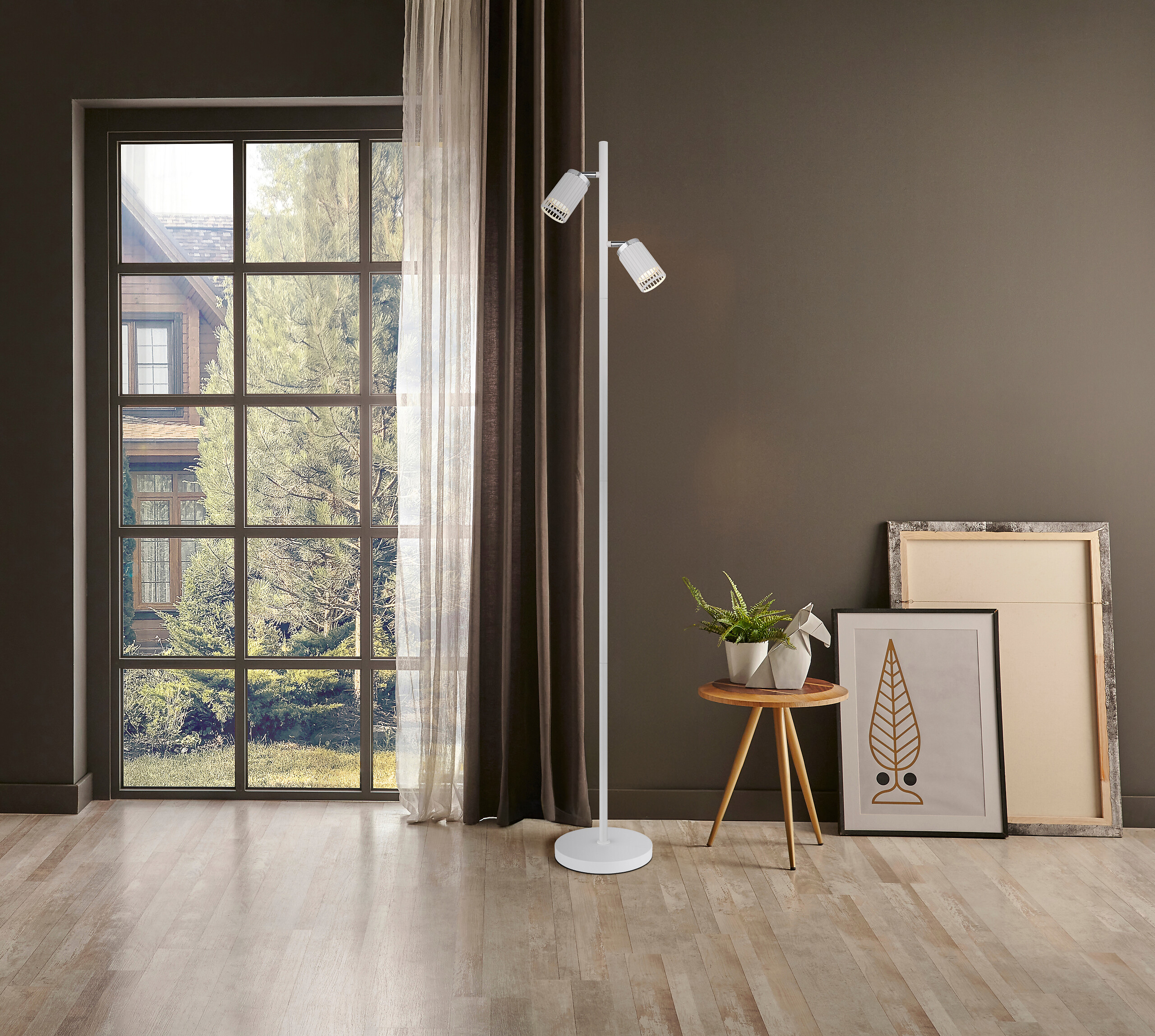 GLOBO Stehleuchte weiß Metall Aluminium B/H/T/L: ca. 22x158x27,5x27,5 cm GU10 2 Brennstellen