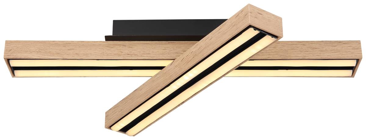 GLOBO Deckenleuchte schwarz Opal natur Acryl Metall MDF B/H/T: ca. 36,5x11x51,5 cm 1 Brennstellen