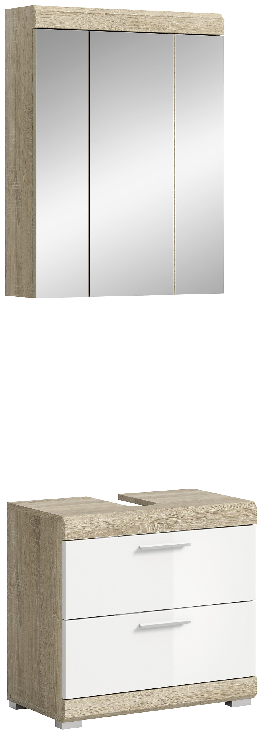 Badezimmer-Set Lambada Eiche Sonoma Nachbildung weiß Hochglanz B/H/T: ca. 60x191x37 cm