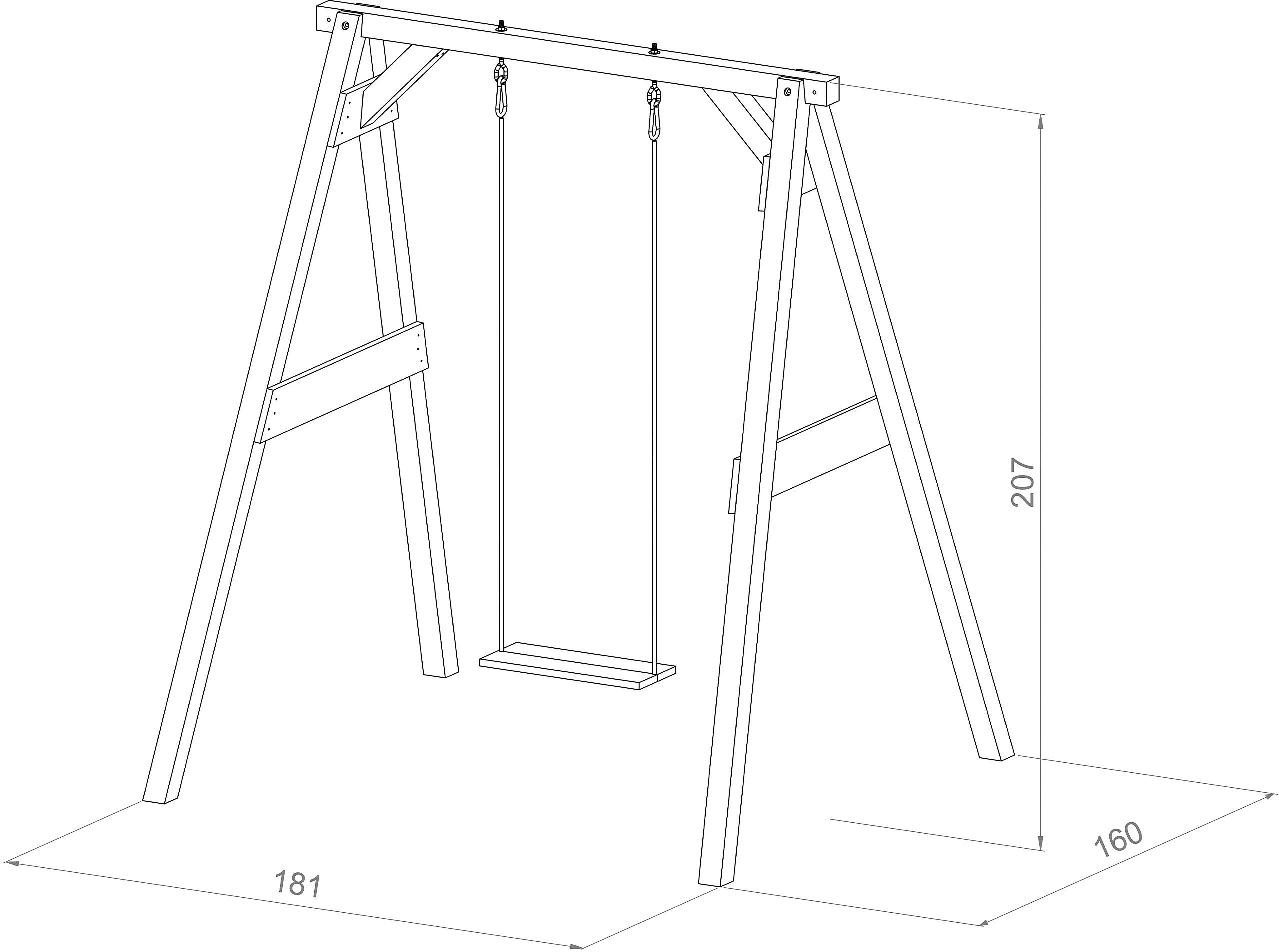 AXI Einzelschaukel weiß B/H/L: ca. 160x181x207 cm