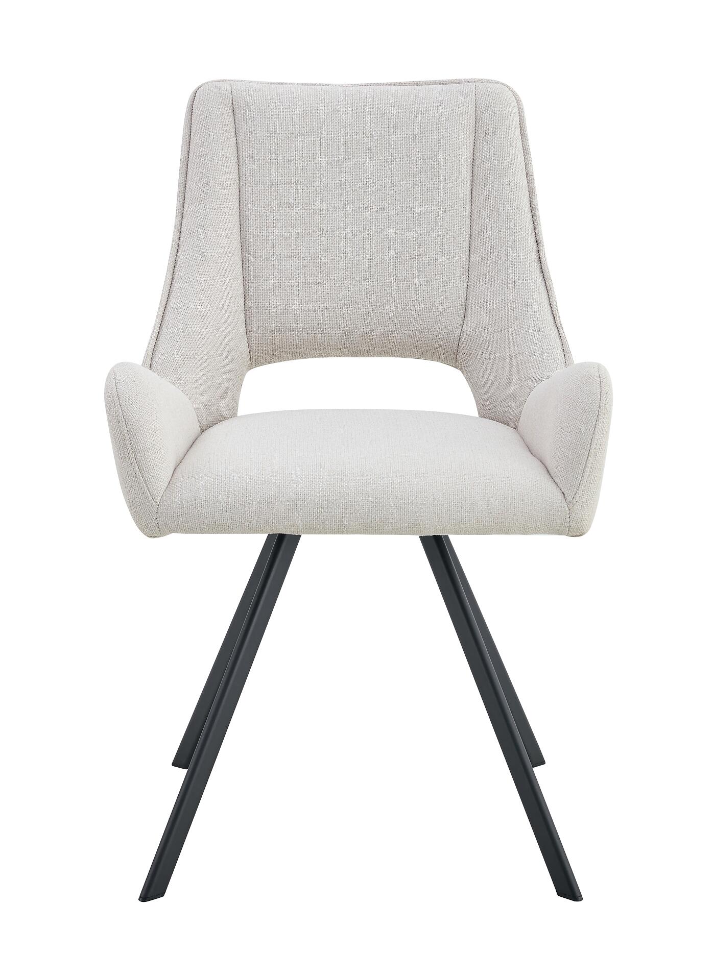 Stuhl HELEN, 2er Set creme schwarz Webstoff B/H/T: ca. 56x63x91 cm