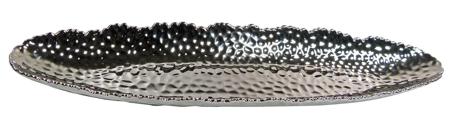 Schale silber Keramik B/L: ca. 12x49,5 cm