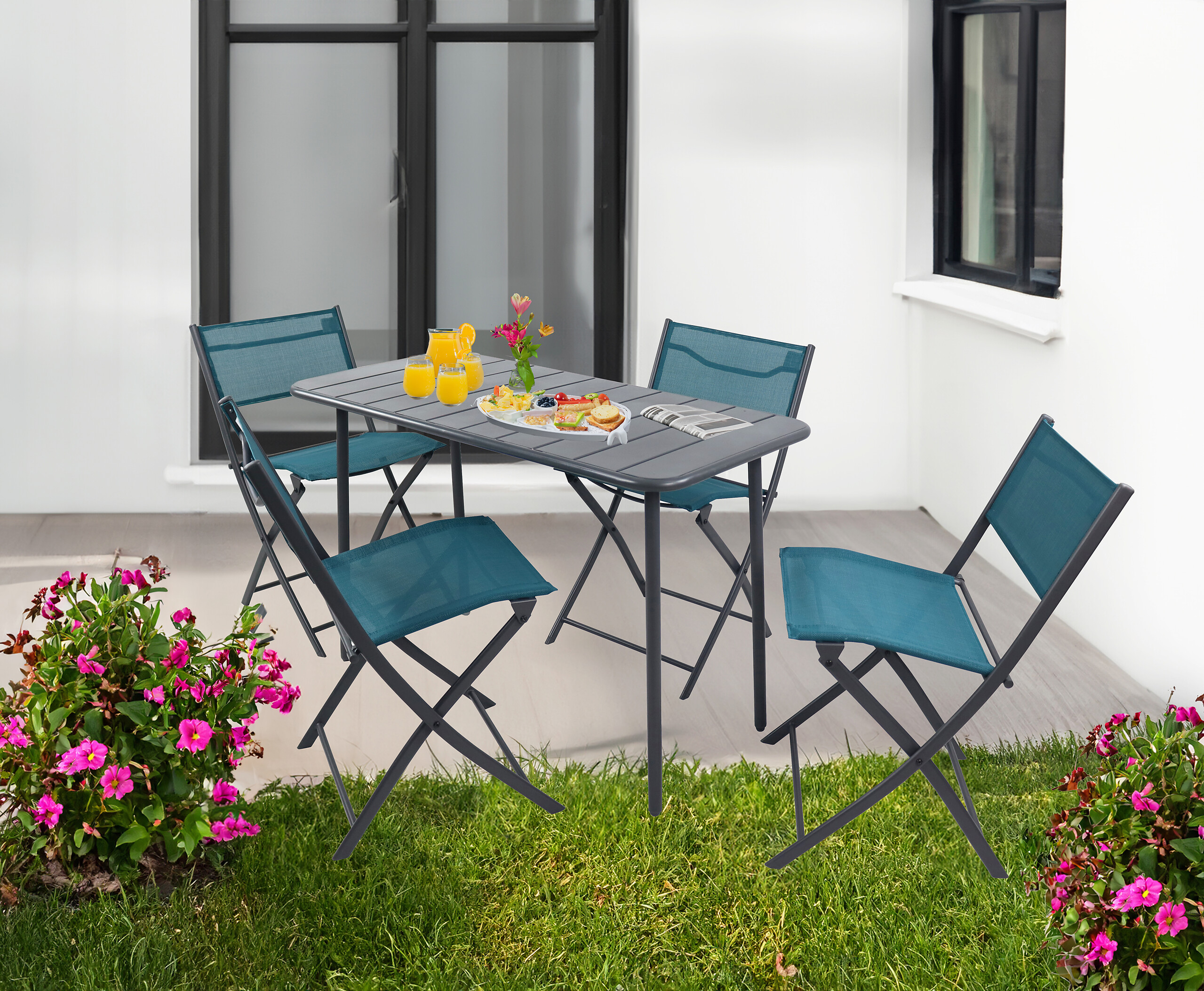 VCM Gartensitzgruppe Sumila türkis Stahl B/H/L: ca. 45x79x46 cm