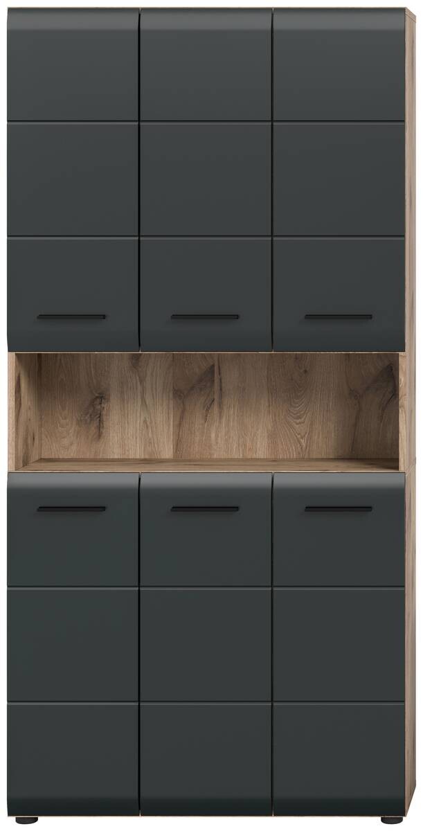 Mehrzweckschrank Ice Nox Oak Nachbildung schwarz matt B/H/T: ca. 90x185x30 cm