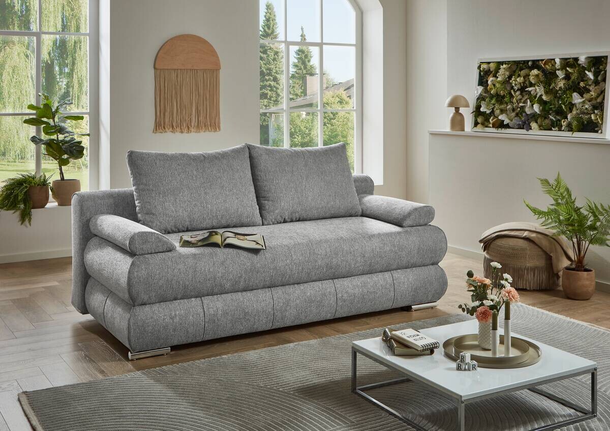Schlafsofa Biel silber Microfaser B/H/T: ca. 199x97x95 cm